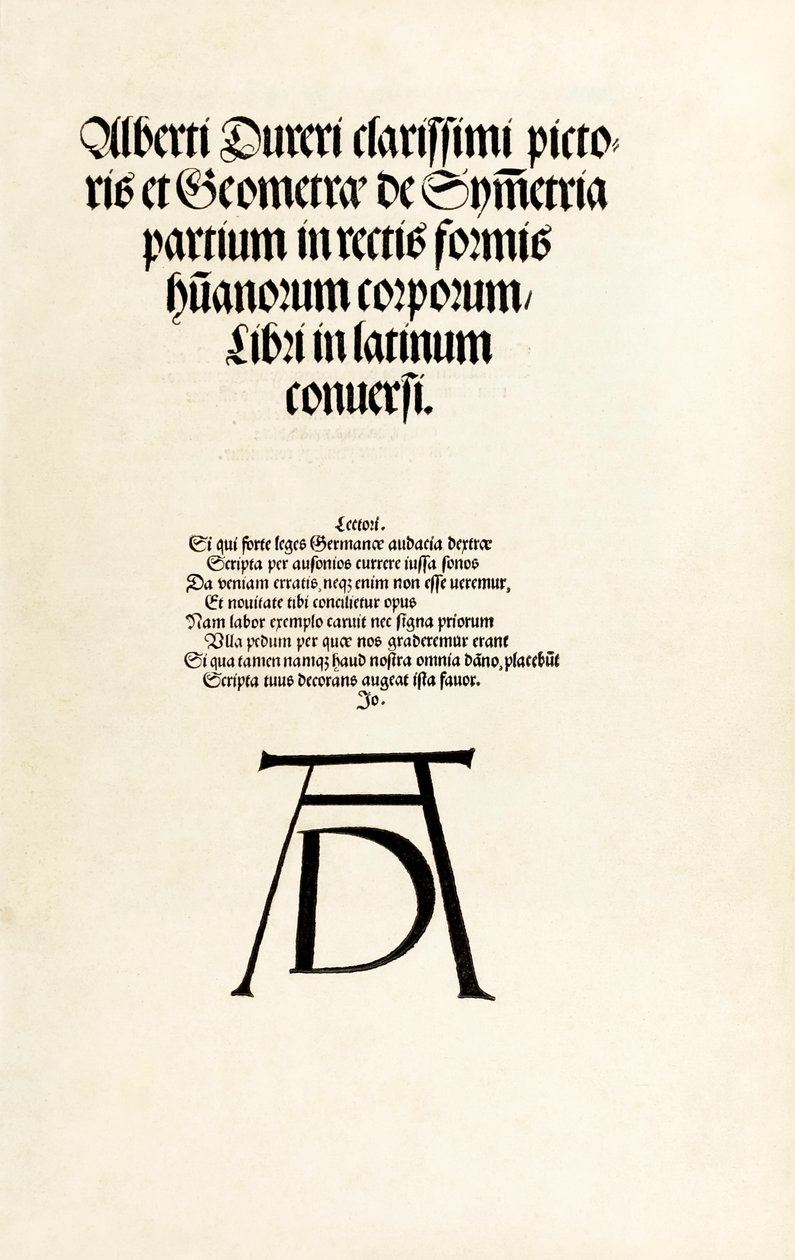 Titelseite mit Dürers Holzschnitt-Monogramm aus 