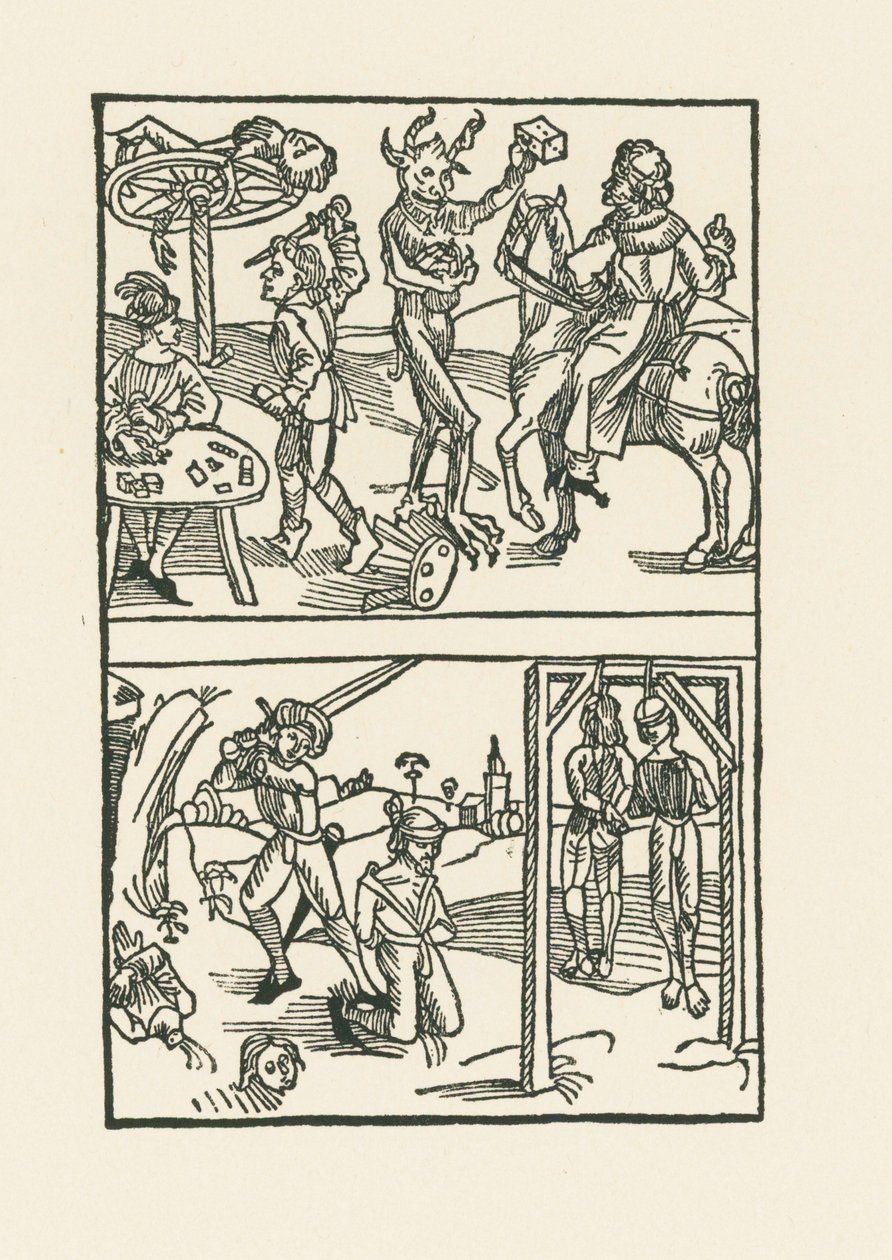 Holzschnitt zu "Wie der Würfel auf ist Kumen" von Albrecht Dürer or Duerer