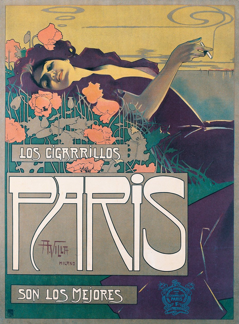 Cigarrillos Paris Poster von Aleardo Villa von Aleardo Villa