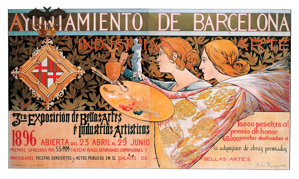 Plakat für die dritte "Ausstellung der Schönen Künste und der künstlerischen Industrien" in Barcelona 1896 von Alejandro de Riquer