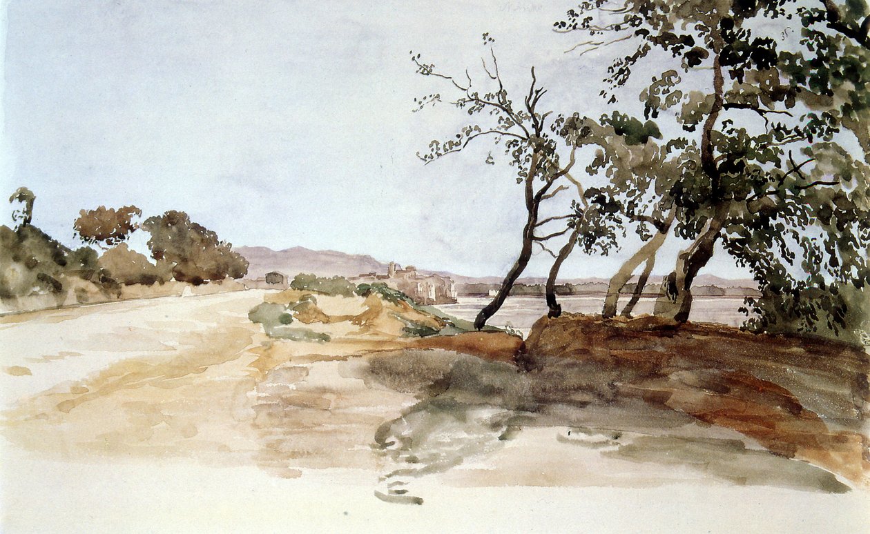 Italienische Landschaft, Aquarell von Alexander Ivanov (1806-1858), russischer Maler von Aleksandr Andreevich Ivanov