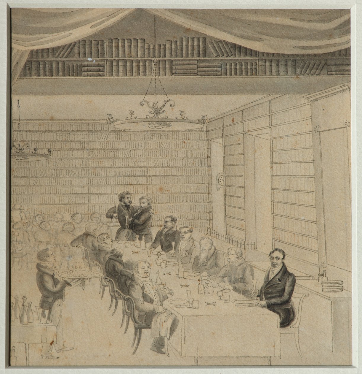 Literarisches Festmahl in der Buchhandlung von Aleksander Smirdin, 1832 von Aleksandr Pavlovich Bryullov