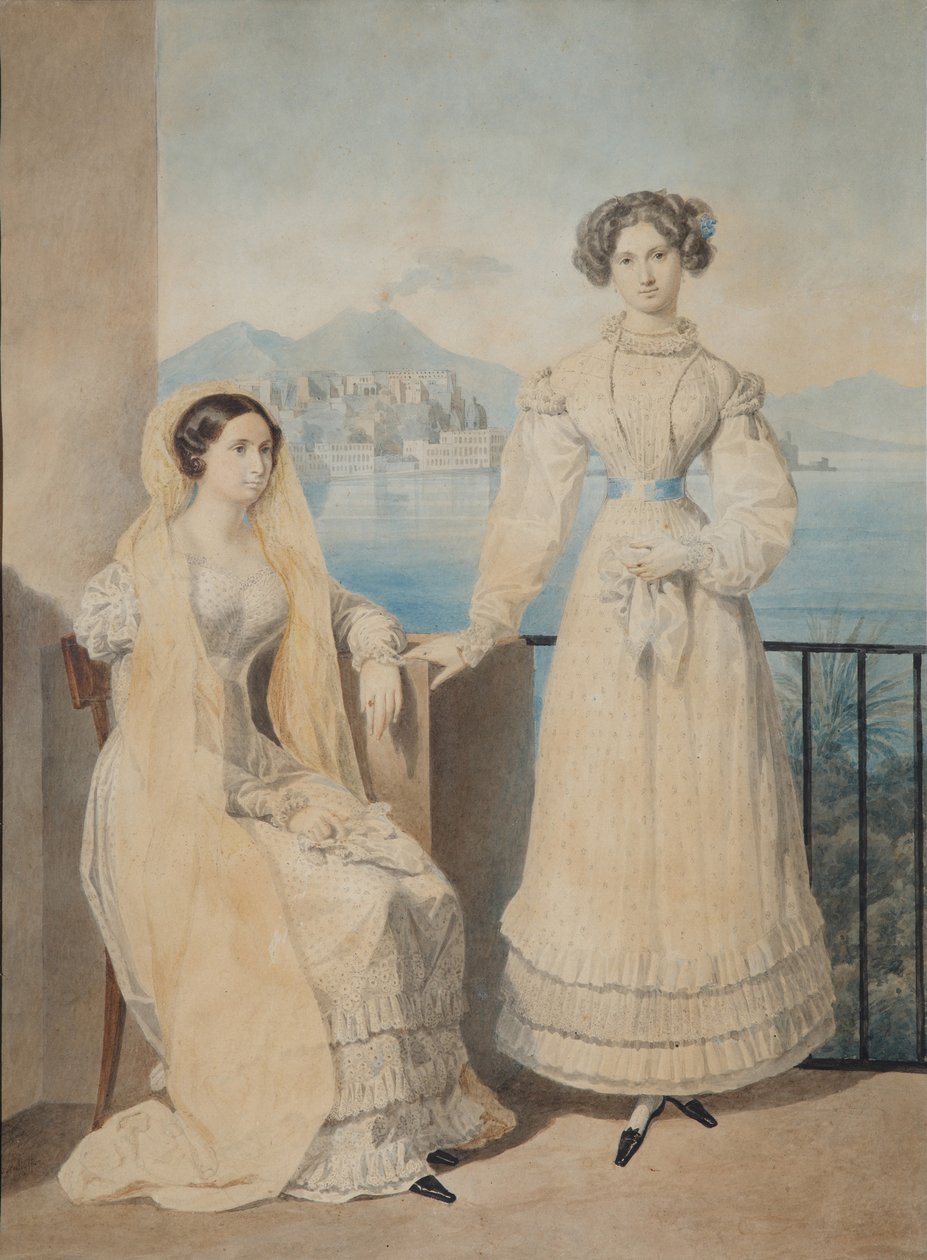 Porträt der Schwestern Gräfinnen Dorothea 1804-1863 und Catherine 1803-1888 von Tiesenhausen, 1825 von Aleksandr Pavlovich Bryullov