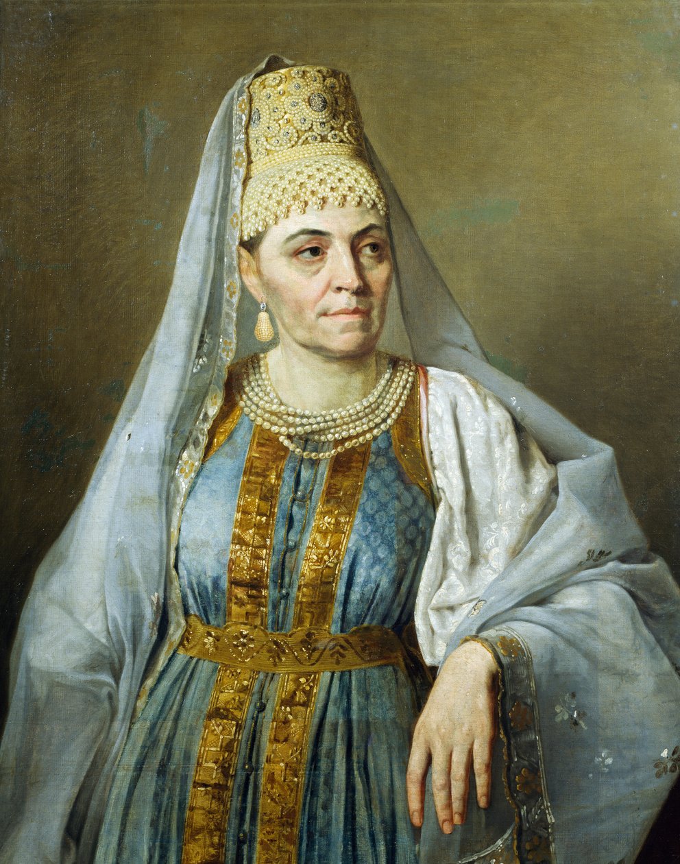 Porträt von Marfa Venetsianova in Kostüm von Alexey Venetsianov (1780-1847), ca. 1828 von Aleksei Gavrilovich Venetsianov