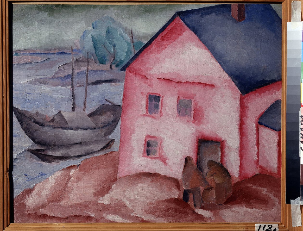 Ein rosa Haus am Fluss von Aleksey Kravchenko