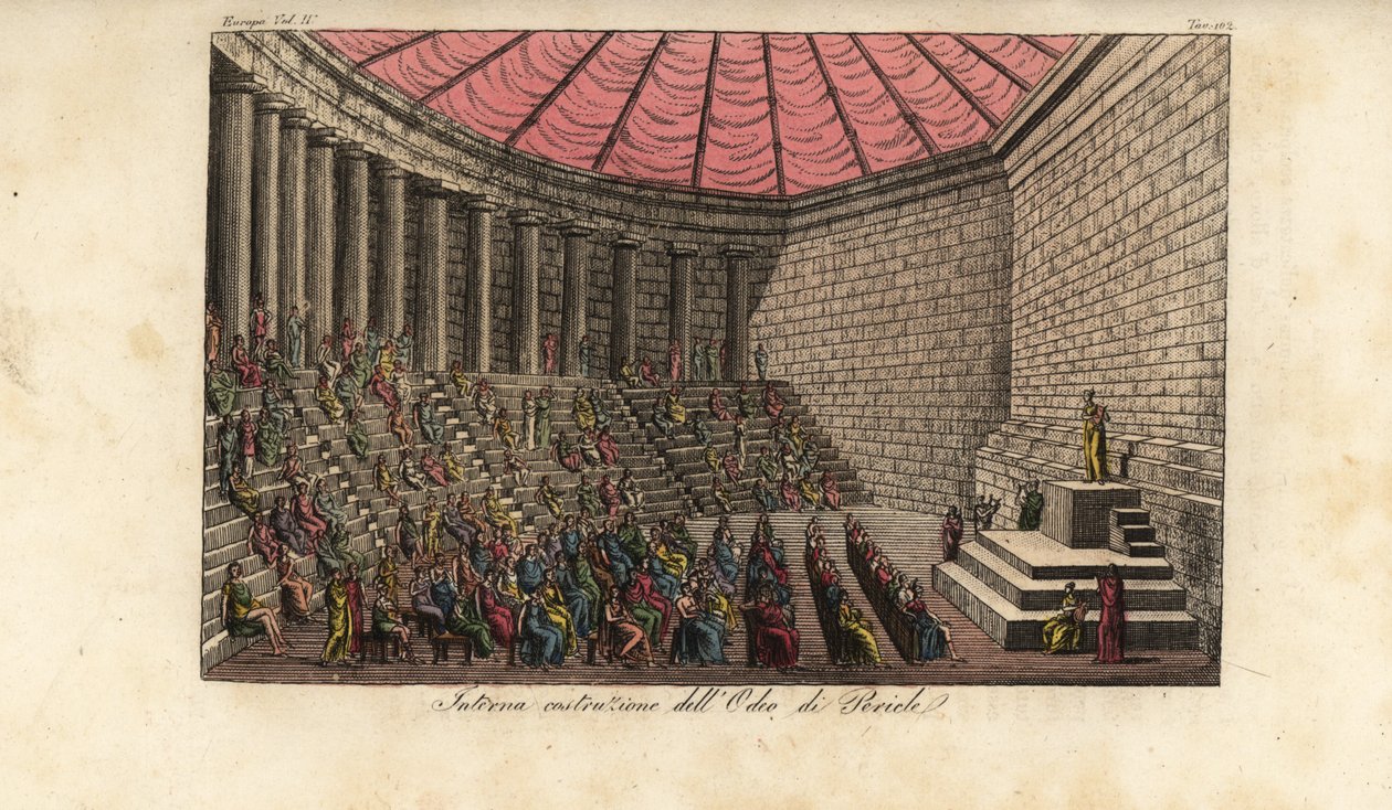Innenraum des Odeons von Athen oder Odeon des Perikles in Athen, Griechenland von Alessandro (after) Sanquirico