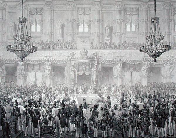 Staatsbankett zur Feier der Krönung von Ferdinand I. (1793-1875) von Alessandro (after) Sanquirico