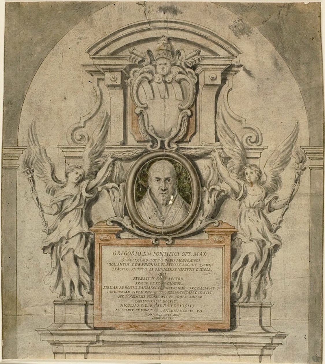 Entwurf für ein Denkmal für Papst Gregor XV. von Alessandro Algardi