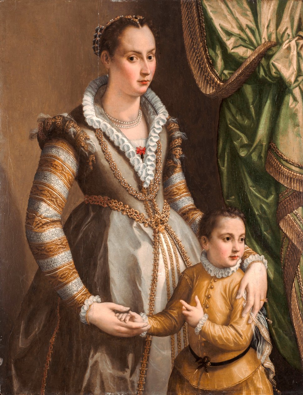 Porträt einer Adligen mit ihrem Sohn von Alessandro Allori
