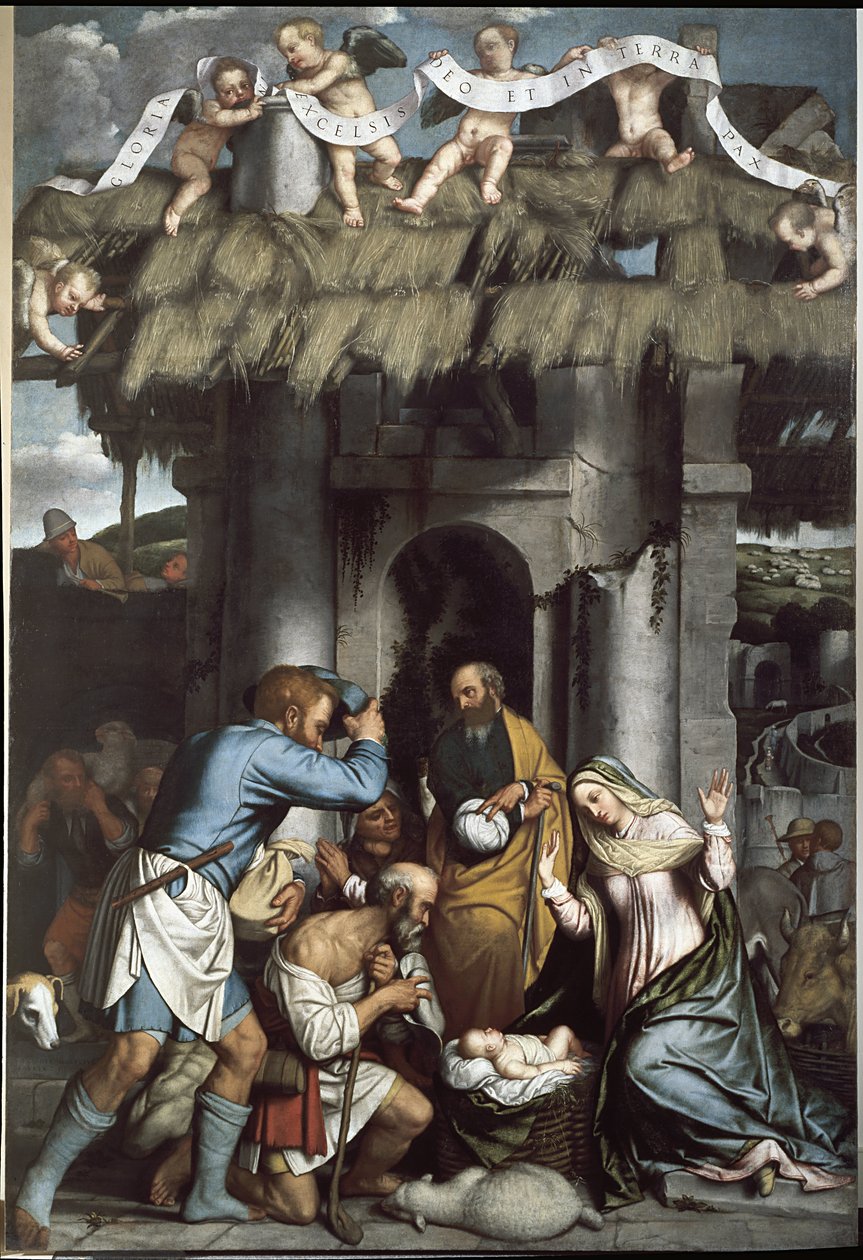 Die Anbetung der Hirten von Alessandro Bonvicino Moretto