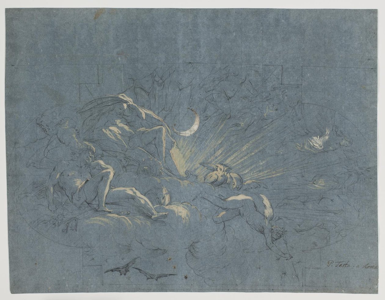 Selene und Endymion, Entwurf für ein Deckenbild von Alessandro Gherardini