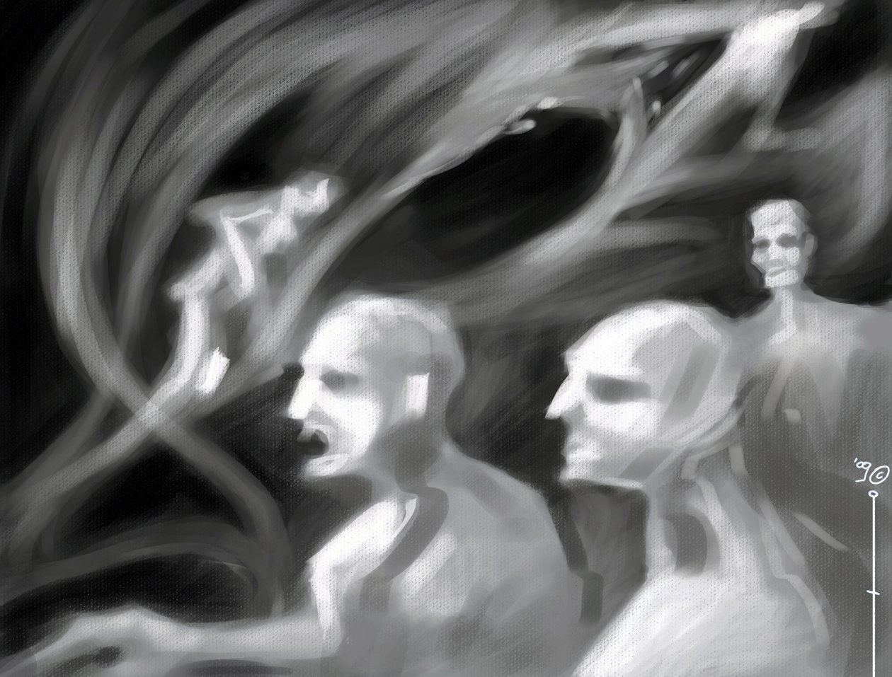 Fantastische Kreaturen: eine Gruppe von Spektren - Zeichnung von Alessandro Lonati von Alessandro Lonati