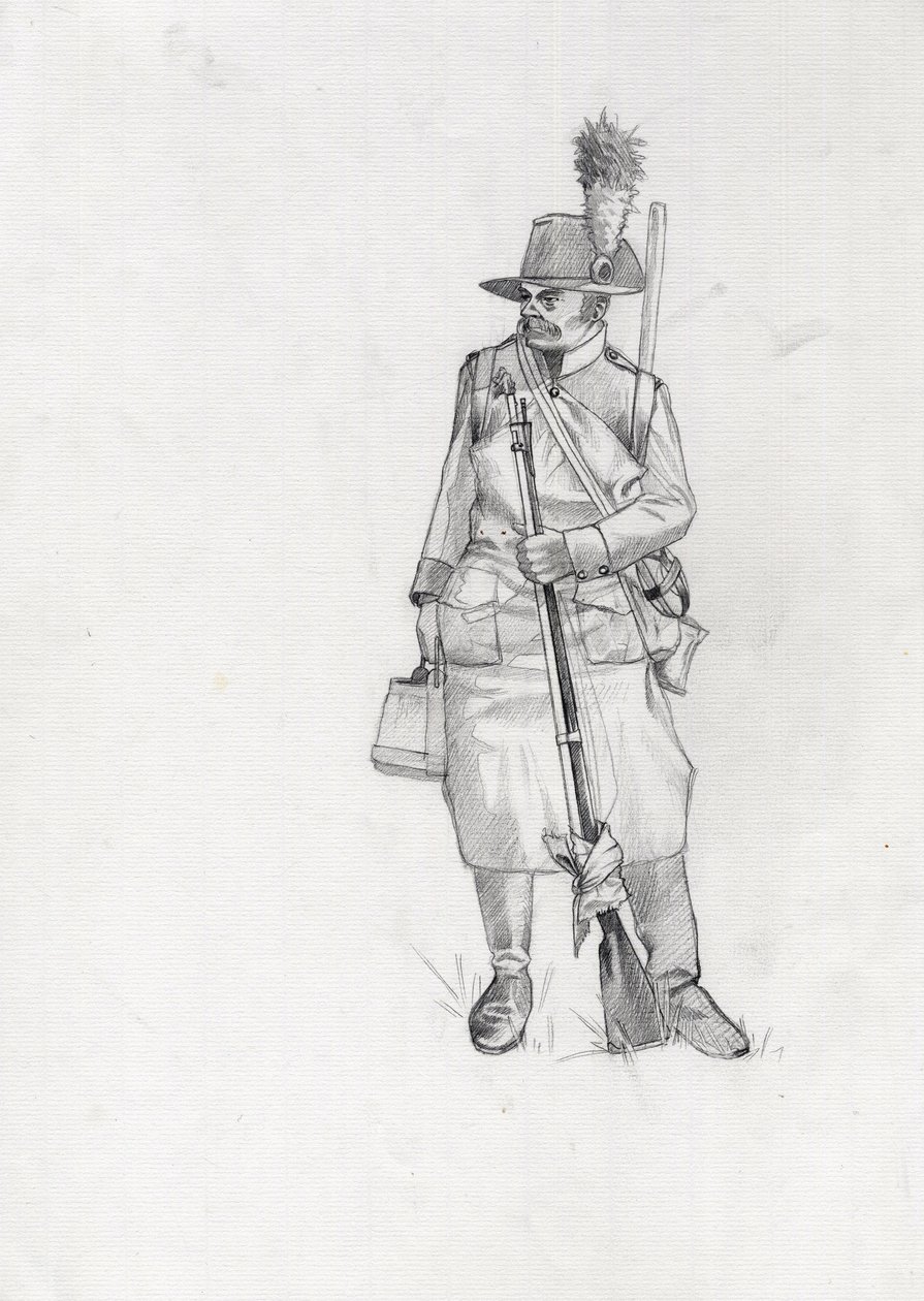 Erstes Kaiserreich (1804-1814 und 1815): Soldat der österreichisch-ungarischen Armee, Pioniersapeur. Zeichnung von Alessandro Lonati von Alessandro Lonati