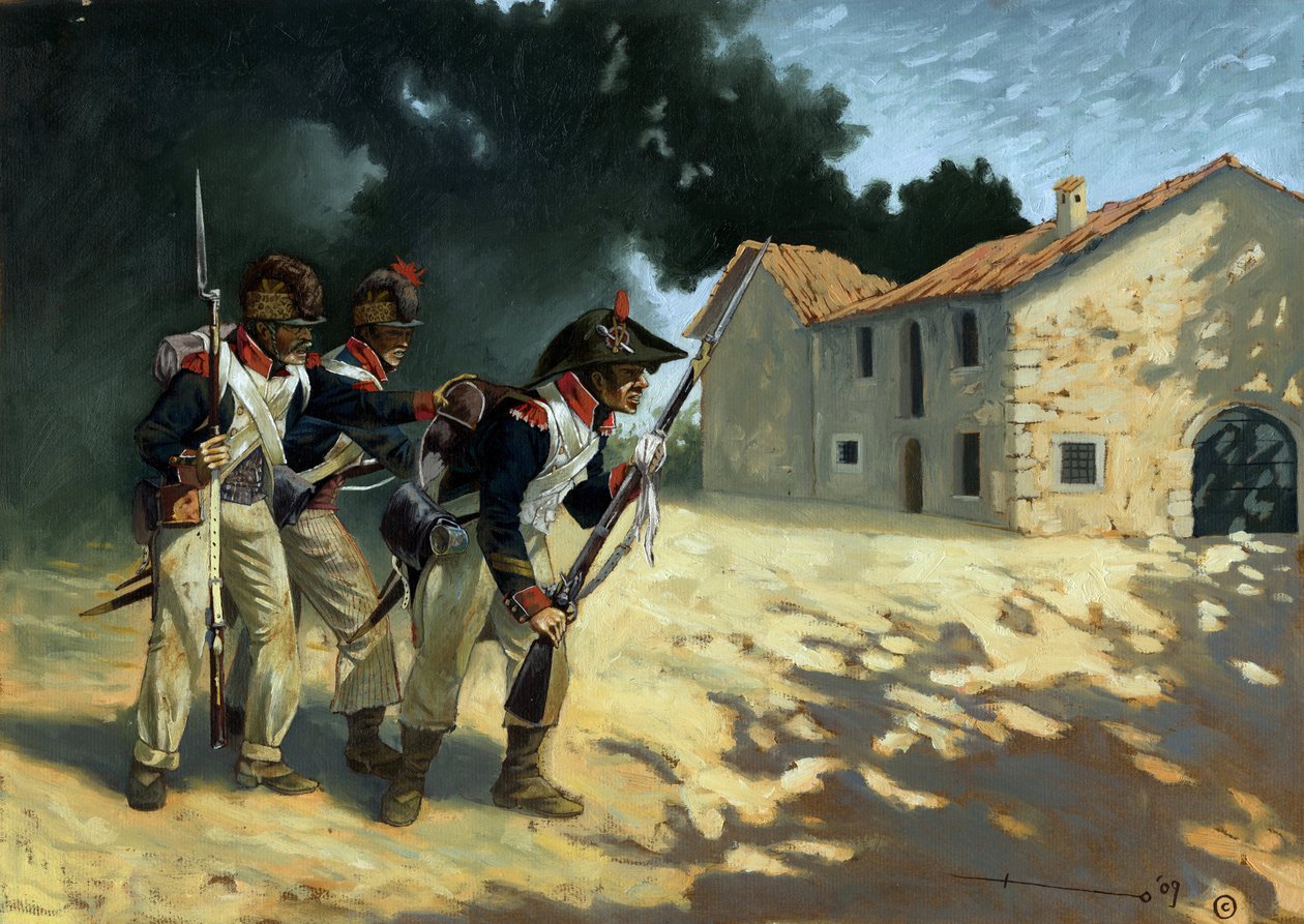Erstes Kaiserreich: Grenadiere der französischen Infanterie auf Patrouille während der Italienfeldzüge. Zeichnung von Alessandro Lonati von Alessandro Lonati