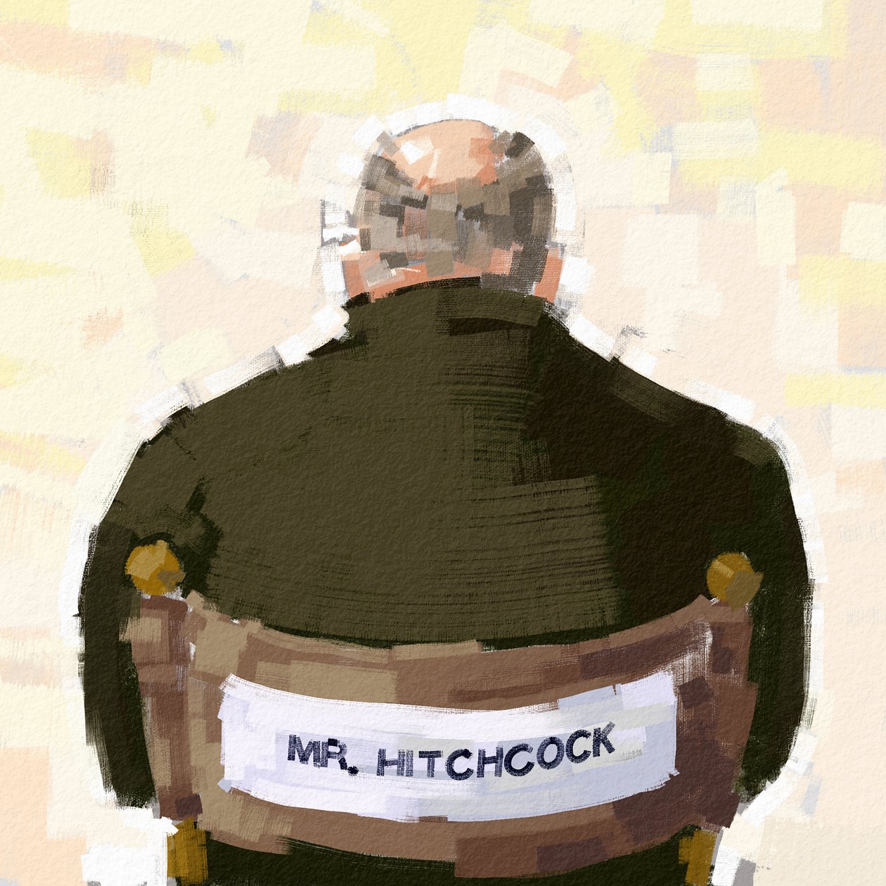 Porträt des Regisseurs Alfred Hitchcock, 2023 (Illustration) von Alessandro Lonati