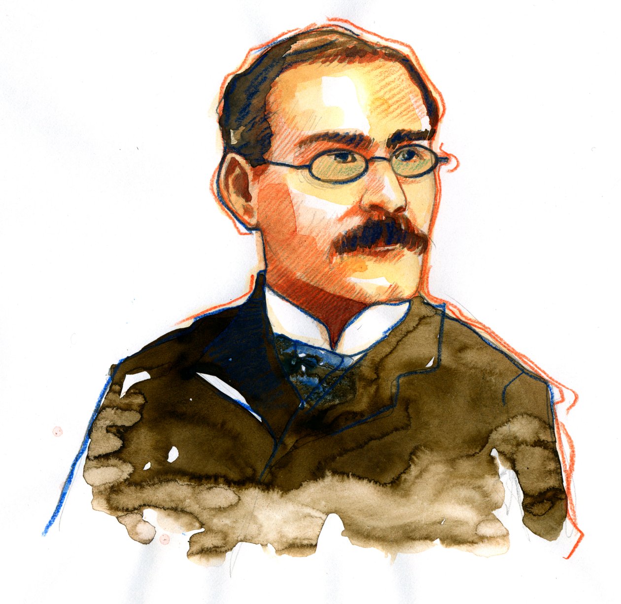 Porträt von Rudyard Kipling (1865-1936), englischer Schriftsteller von Alessandro Lonati