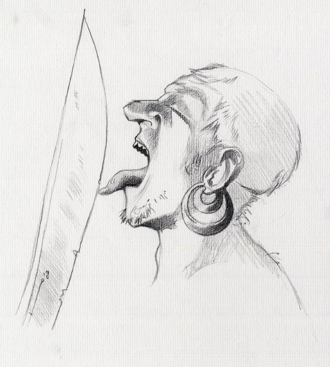 Porträt eines Piraten (Freibeuter), der das Schwert mit der Zunge berührt von Alessandro Lonati