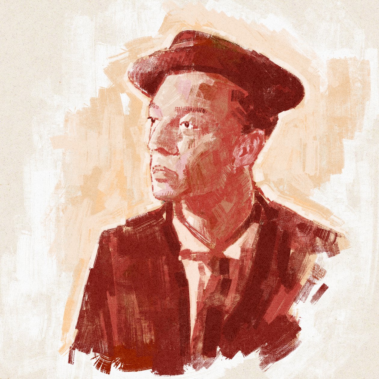 Porträt des Regisseurs und Schauspielers Buster Keaton (Illustration) von Alessandro Lonati