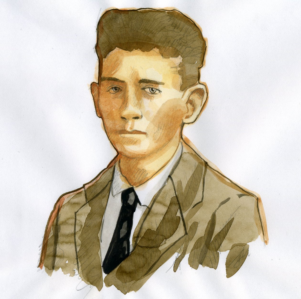 Porträt des Prager Schriftstellers Franz Kafka (1883-1924) von Alessandro Lonati