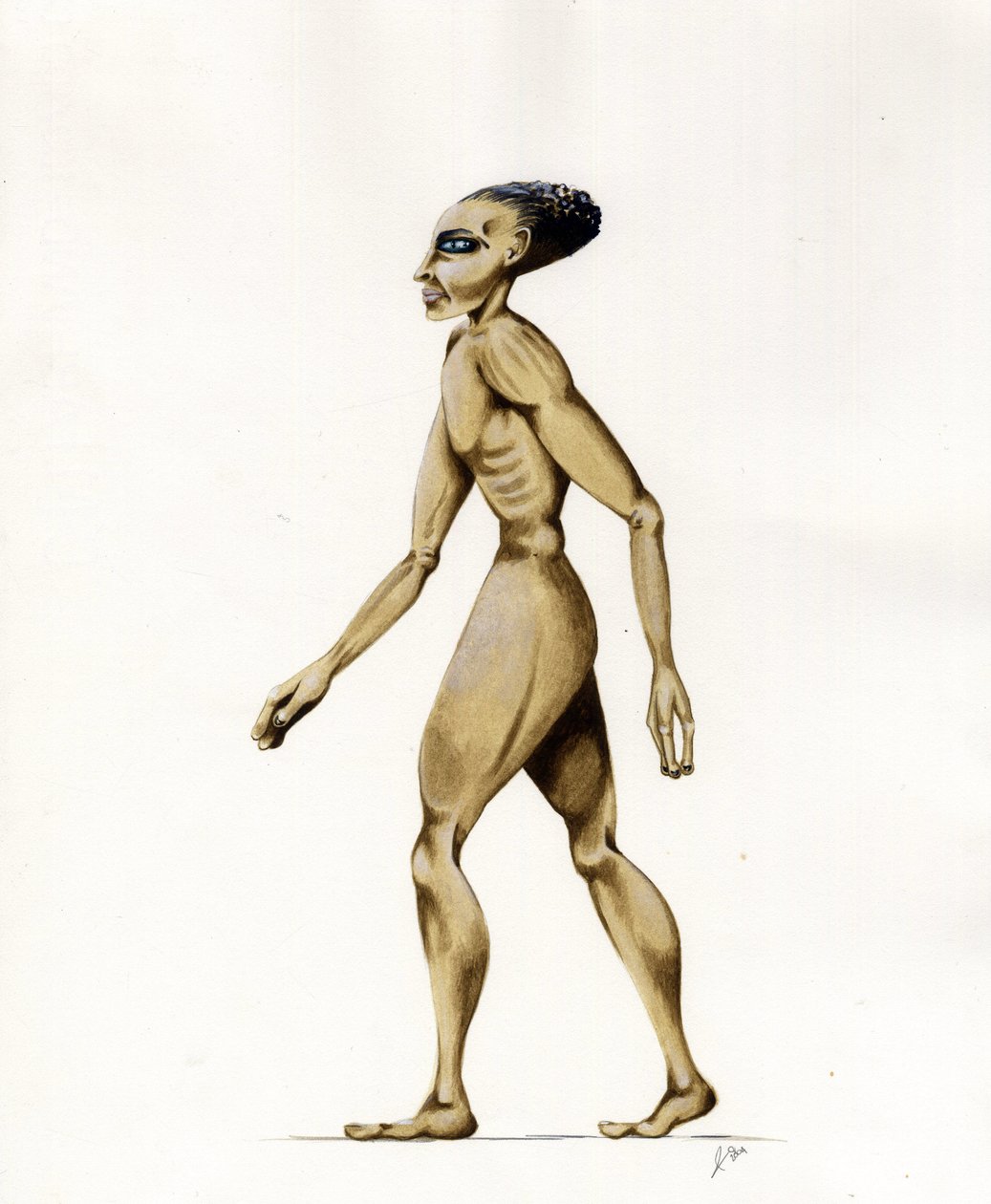Science-Fiction-Illustration: ein Alien vom Planeten Mars auf der Eroberung des Weltraums. Zeichnung von Alessandro Lonati von Alessandro Lonati