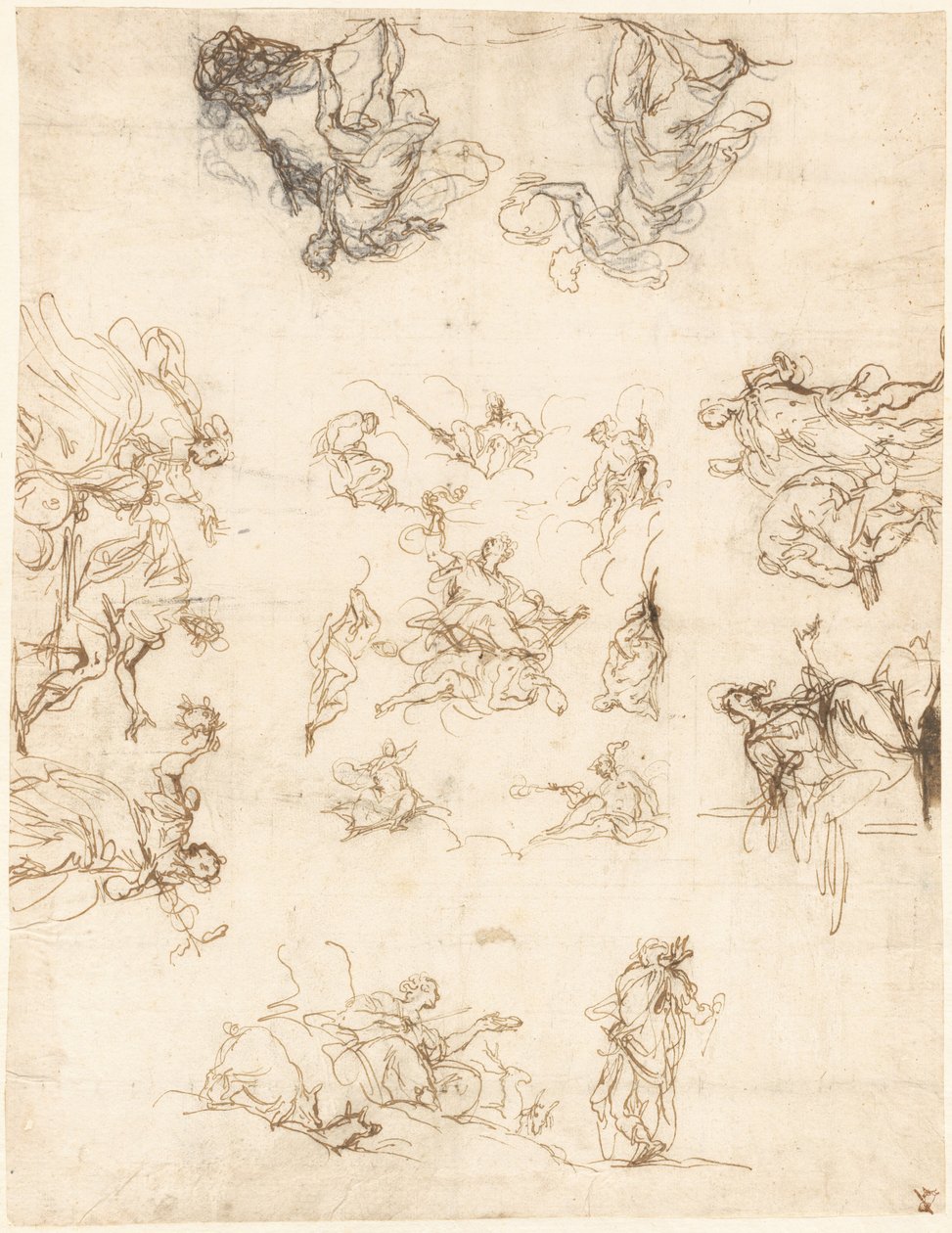 Ein unterteiltes Deckengemälde mit Allegorien und Mythen von Alessandro Maganza