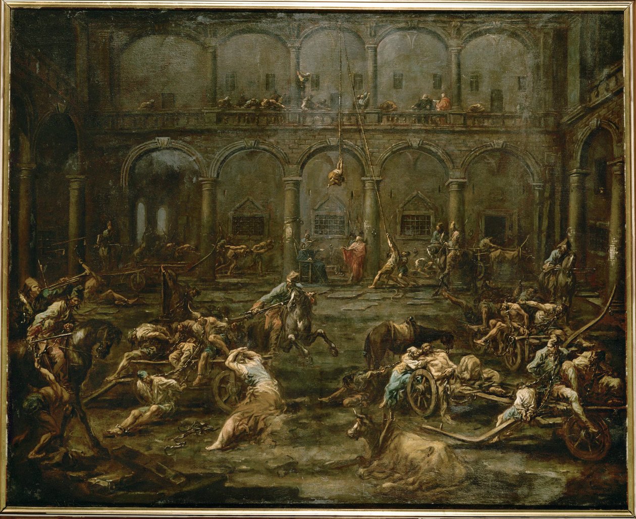 Ankunft von Galeerensklaven im Gefängnis von Genua von Alessandro Magnasco