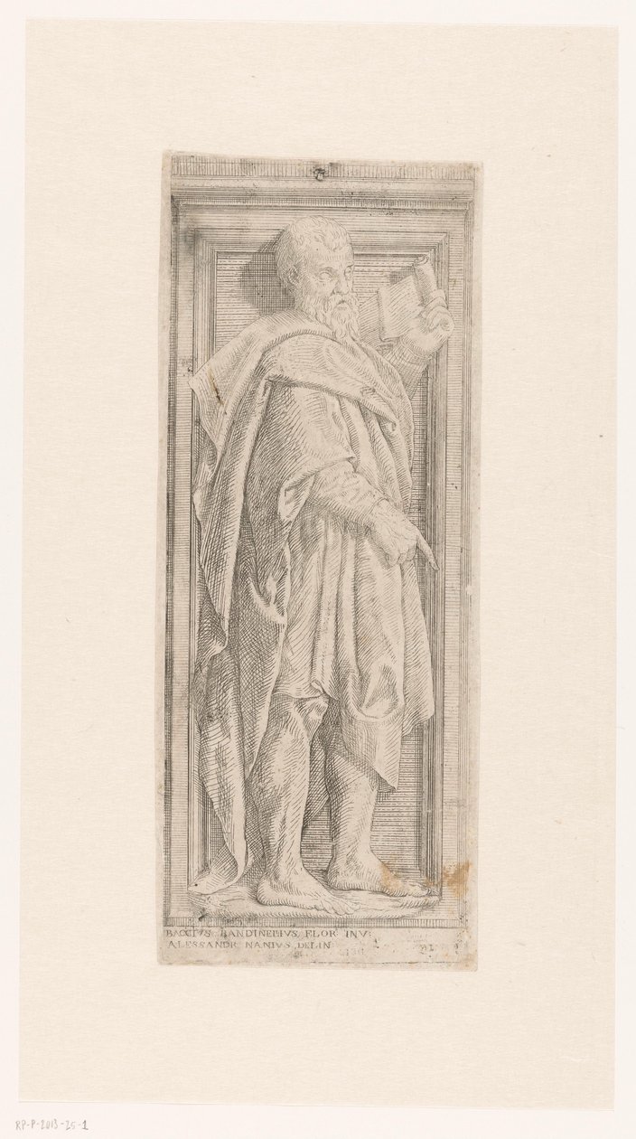 Basrelief mit stehendem Propheten mit Schriftrolle von Alessandro Nani