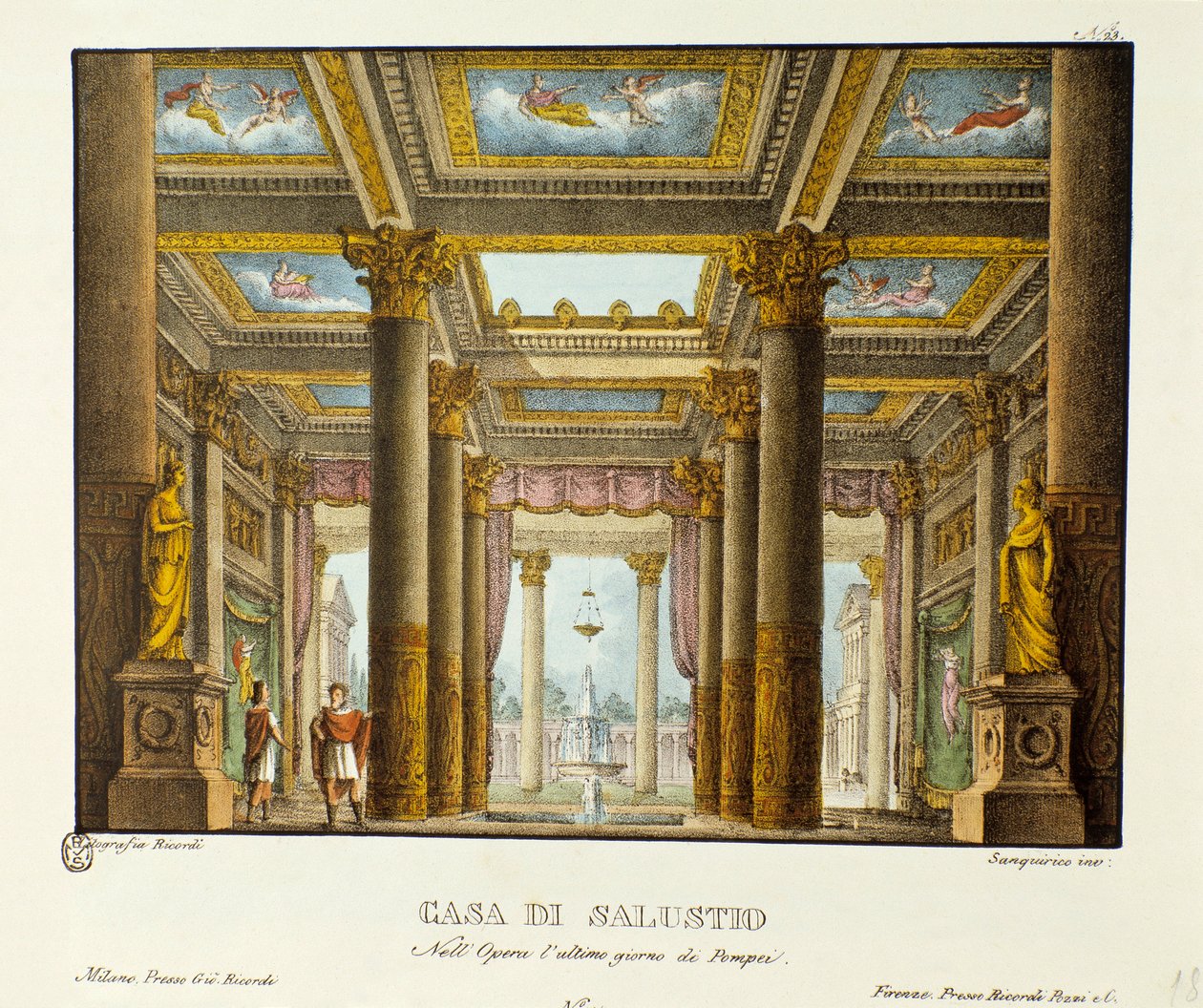 Ansicht des Hauses von Salustio. Bühnenbild für die Aufführung von Giovanni Pacinis „L