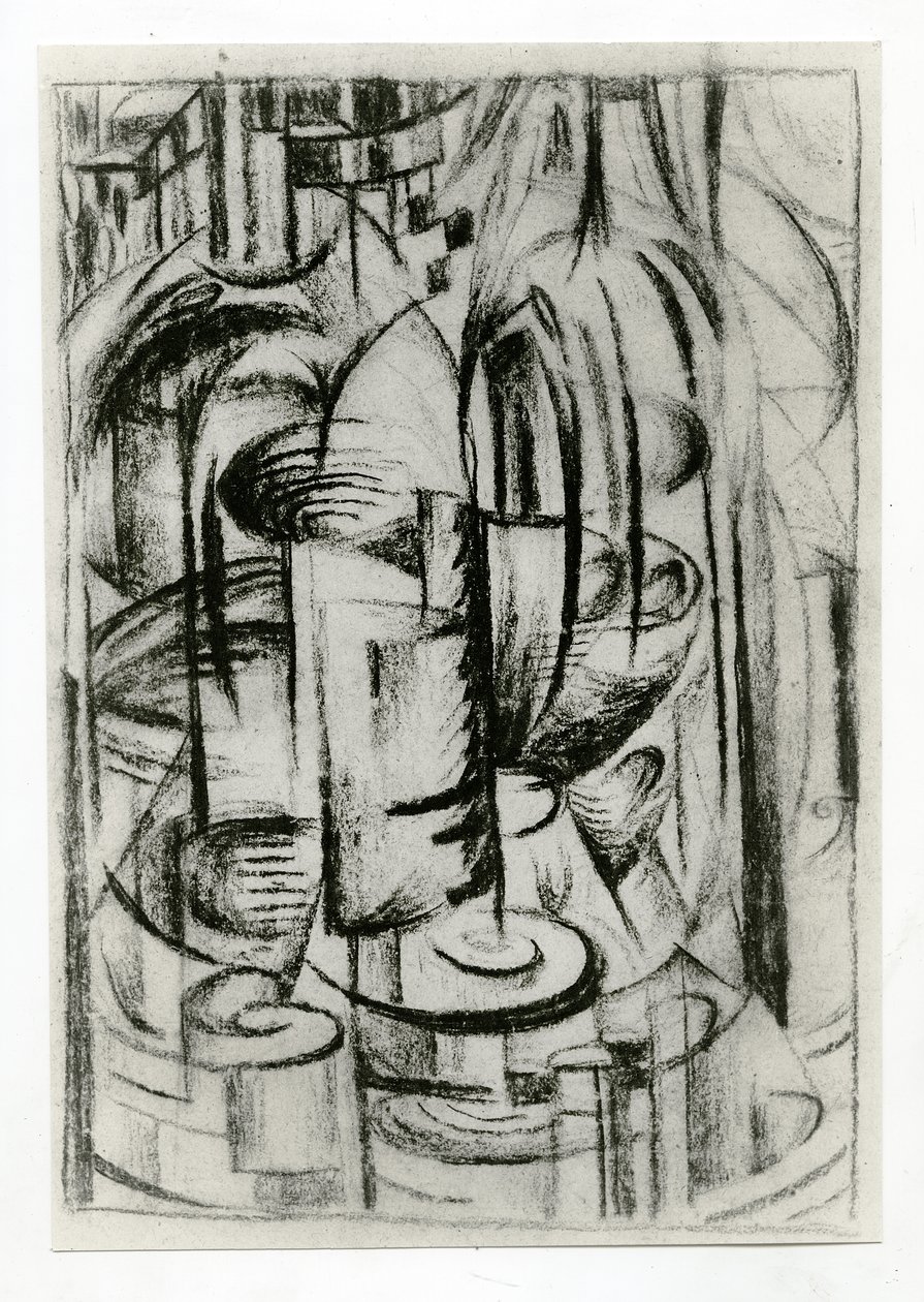 Futuristische Komposition, ca. 1914-16 (Kohle auf Papier) von Alexander Bogomazov