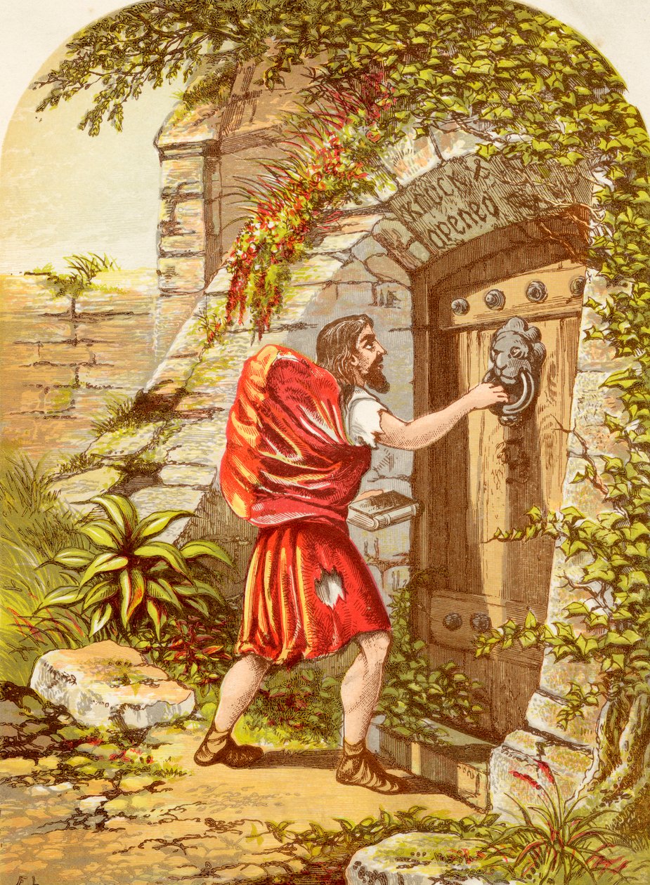Christian am Tor, aus Die Pilgerreise von John Bunyan, veröffentlicht ca. 1880 von Alexander Francis Lydon