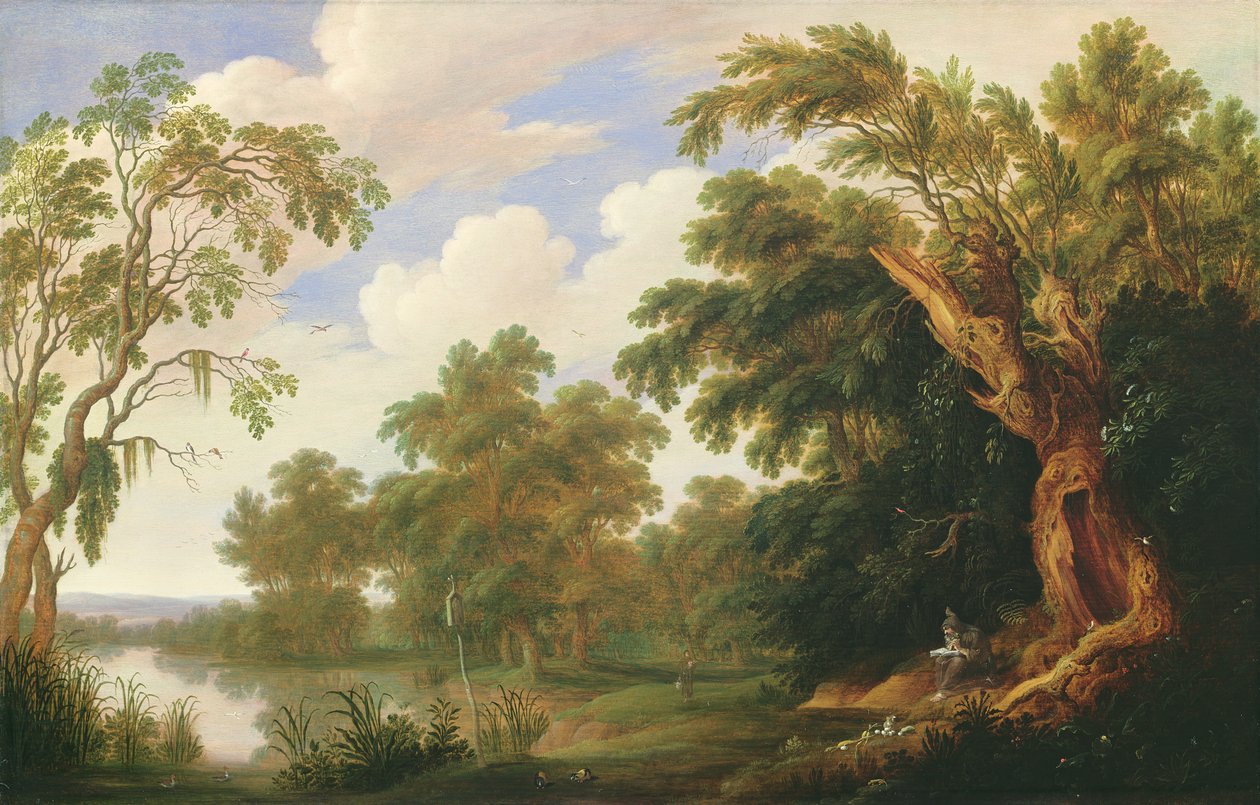 St. Paul besucht St. Antonius in einer bewaldeten Landschaft, 17. Jahrhundert von Alexander Keirincx