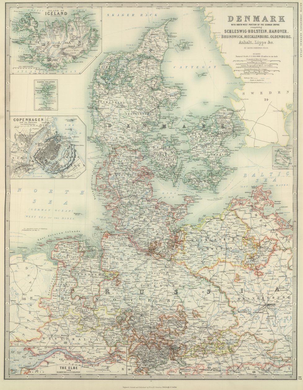 Dänemark mit Nordwestteil des Deutschen Reiches von Alexander Keith Johnston