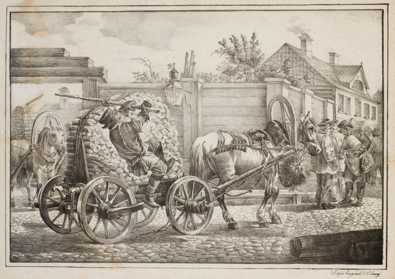 Der Kutscher mit Anzündholz von after Alexander Orlowski