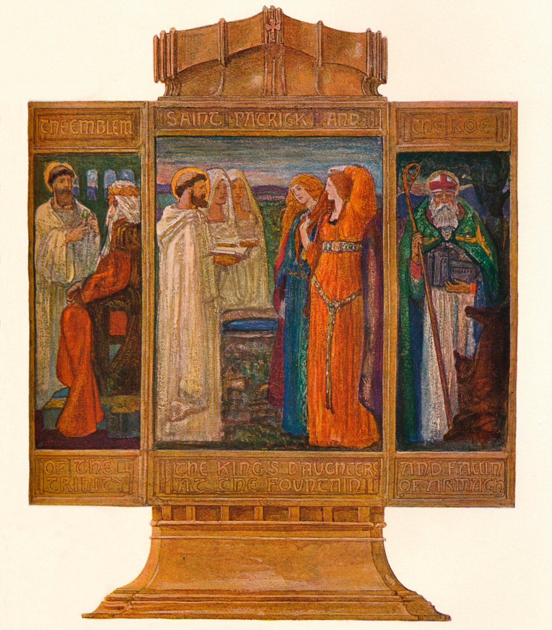 Triptychon in bemalten Emaille: Szenen aus dem Leben des heiligen Patrick, 1903 von Alexander Fisher