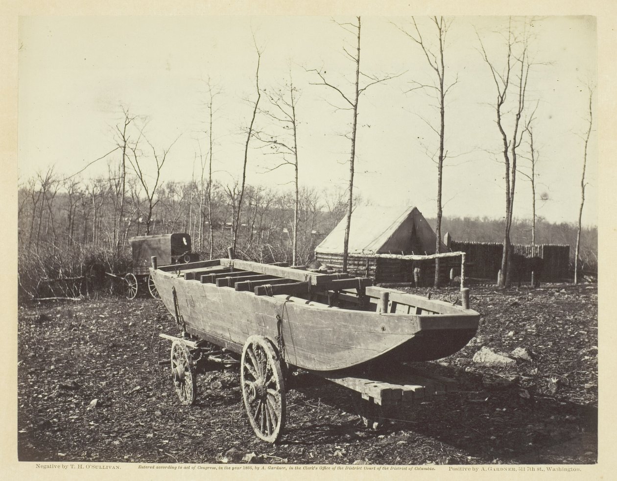 Pontoon-Boot, Brandy Station, Virginia, Februar 1864 von Alexander Gardner