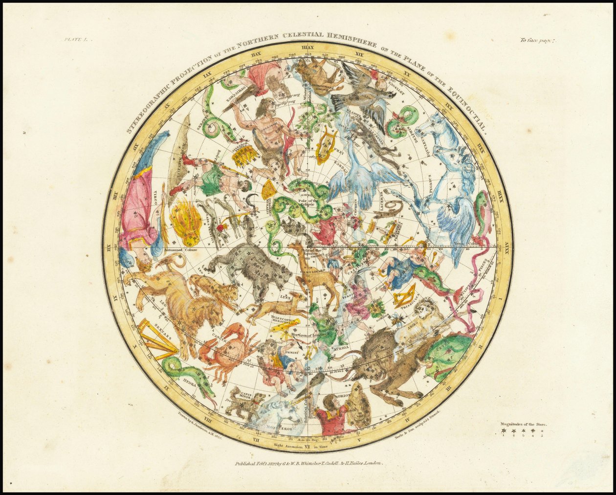 1822 - Alexander Jamieson - Stereographische Projektion der nördlichen Himmelskugel von Alexander Jamieson