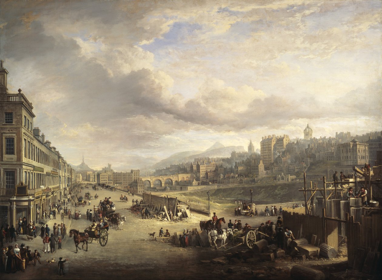 London, Princes Street. Baubeginn des späteren Hauptgebäudes der "Royal Institution of Great Britain" von Alexander Nasmyth