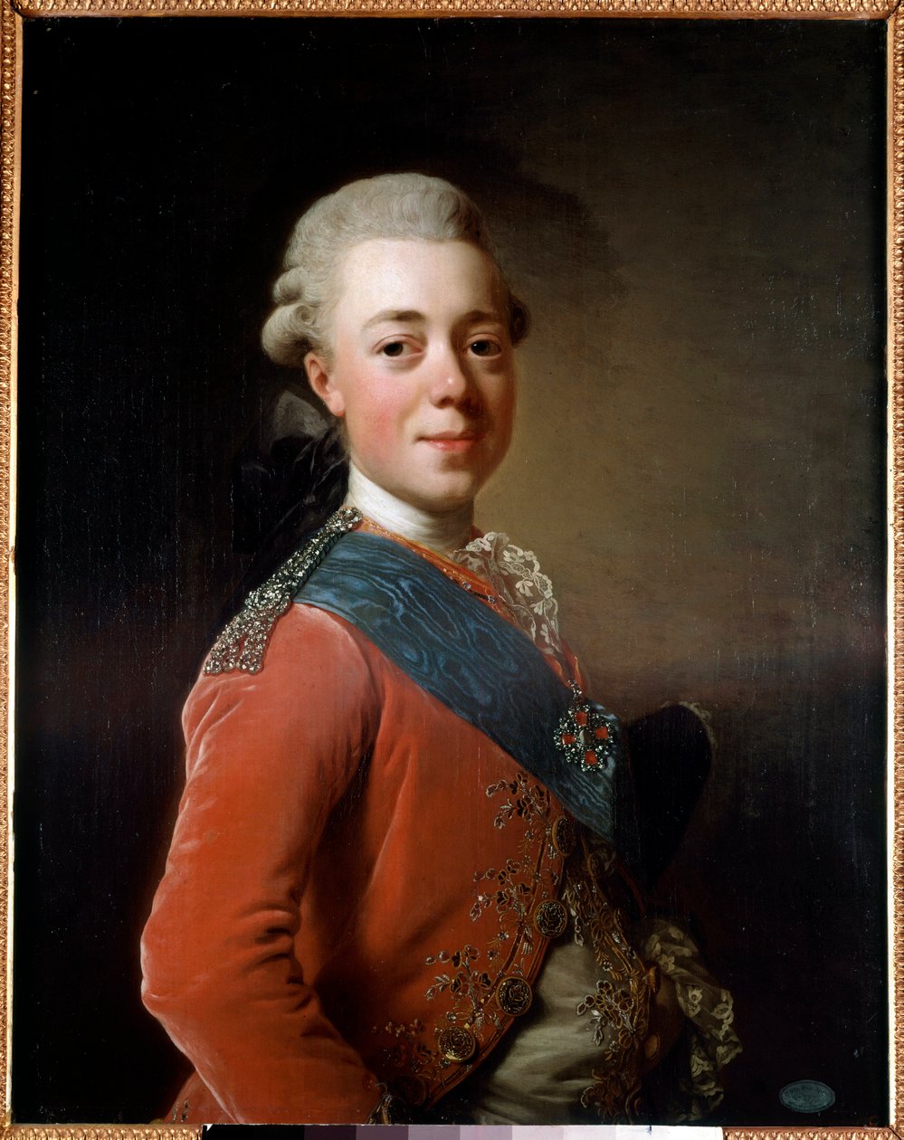 Porträt von Paul I. (1754 - 1801), Kaiser von Russland. Gemälde von Alexander Roslin (1718 - 1793) von Alexander Roslin