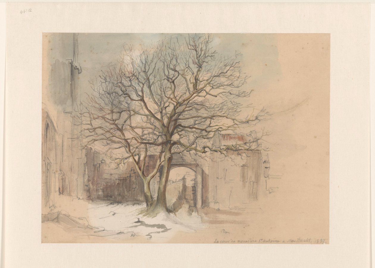 Hof des St. Antoniusklosters in Maastricht im Winter von Alexander Schaepkens