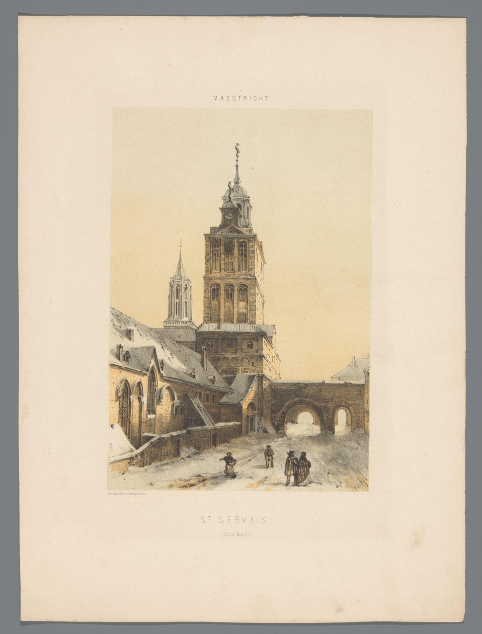 Sint-Servaasbasiliek in Maastricht, St Servais (Côté Nord) (Titel auf dem Objekt), Monuments de Maestricht (Serientitel) von Alexander Schaepkens