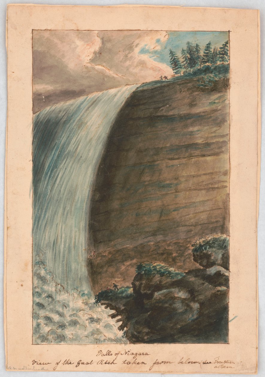 Niagarafälle. Ansicht des großen Wasserfalls von unten, siehe Foresters, ein Gedicht von Alexander Wilson