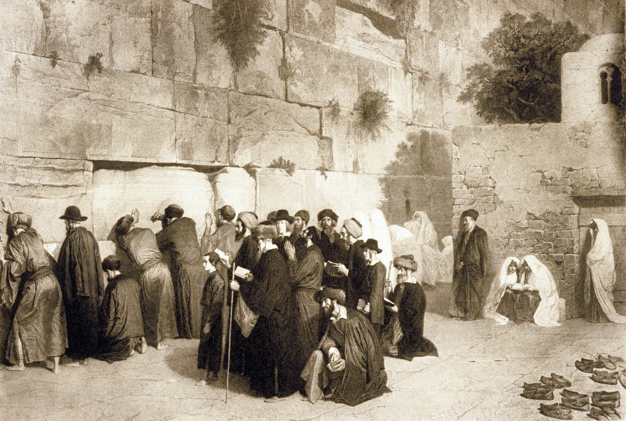 Jüdische Menschen an der Klagemauer, Jerusalem von Alexandre (after) Bida