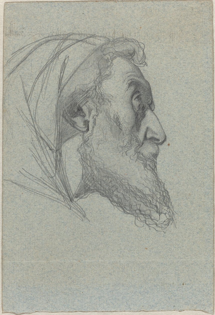 Bärtiger Mann im Profil (recto) / Frau, die nach oben schaut (verso) von Alexandre Bida
