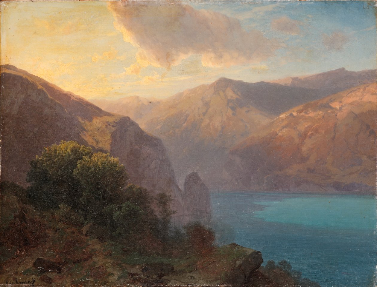 Nahe Seelisberg: Blick auf den Vierwaldstättersee vom Seelisberg, Schweiz, 1862 von Alexandre Calame
