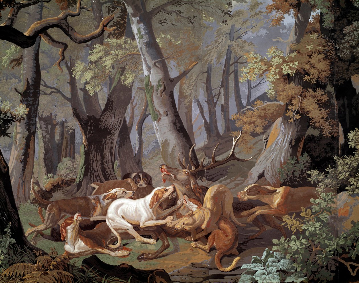 Hirschjagd Dussy Tapete nach einem Gemälde von Alexandre-François Desportes (1661-1743). 1851. Paris, Kunstgewerbemuseum von Alexandre Francois Desportes