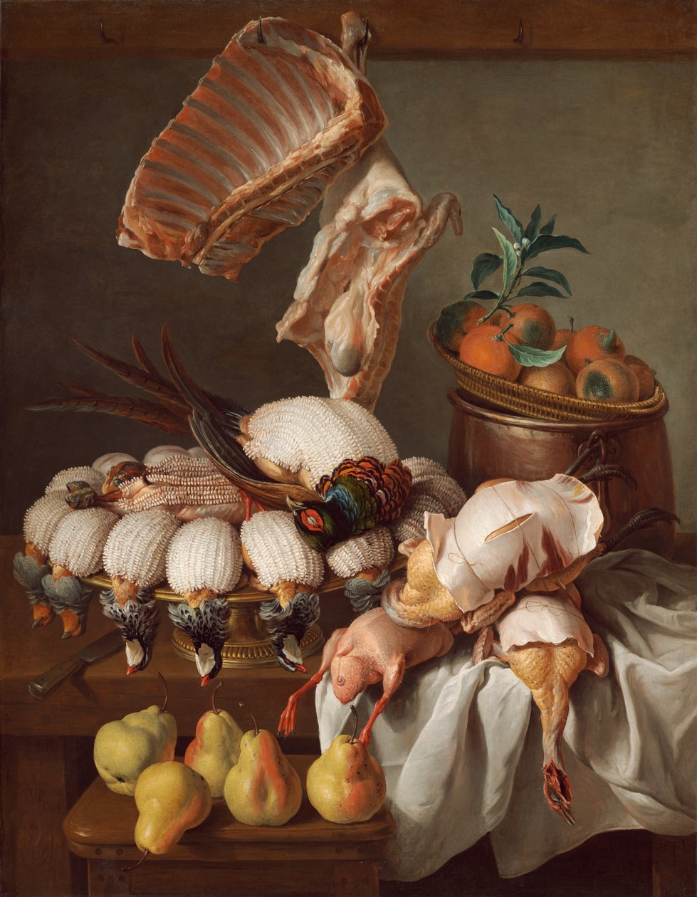 Stillleben mit Wild, Fleisch und Obst von Alexandre Francois Desportes