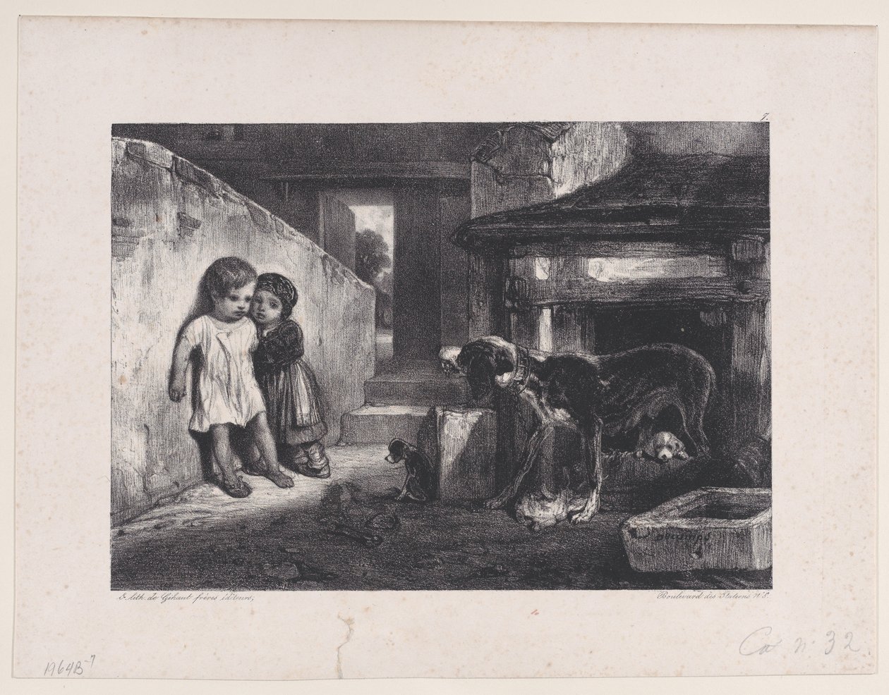 Kinder erschreckt von einem knurrenden Hund, aus der Serie Jagdszenen, 1829 von Alexandre Gabriel Decamps