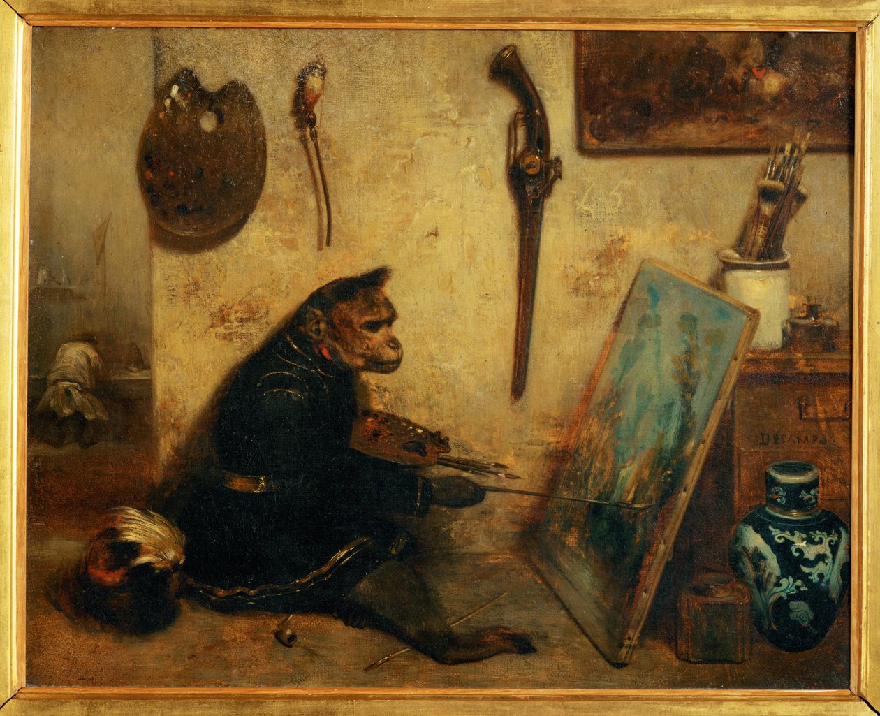 Der Affenmaler, auch Atelierinterieur genannt von Alexandre Gabriel Decamps