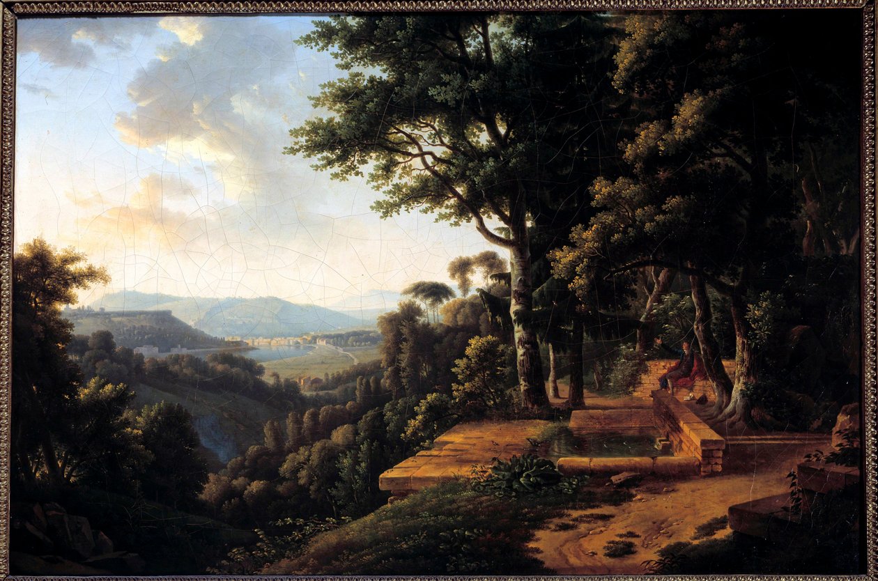 Der Philosoph Jean Jacques Rousseau (1712-1778) meditiert 1770 im Parc de la Rochecordon bei Lyon. Gemälde von Alexandre Hyacinthe Dunouy (1757-1841) 18. Jahrhundert Paris, Musée Marmottan von Alexandre Hyacinthe Dunouy