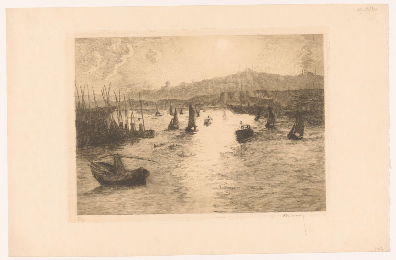 Hafen mit Sonnenuntergang von Alexandre Lunois (signed by artist)